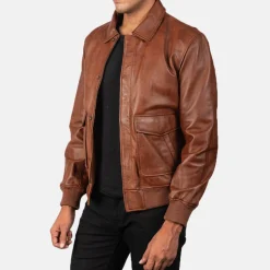 Coffmen Brown A2 Leather Bomber Jacket