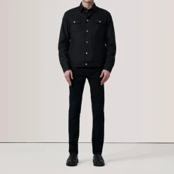 Colberto Black Waxed Canvas Trucker Jacket