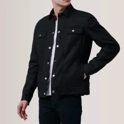 Colberto Black Waxed Canvas Trucker Jacket