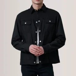 Colberto Black Waxed Canvas Trucker Jacket