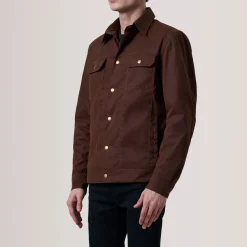 Colberto Brown Waxed Canvas Trucker Jacket