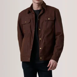 Colberto Brown Waxed Canvas Trucker Jacket