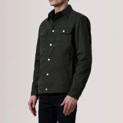Colberto Olive Waxed Canvas Trucker Jacket