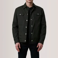 Colberto Olive Waxed Canvas Trucker Jacket
