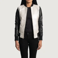 Cole Silver Leather Bomber Jacket
