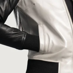 Cole Silver Leather Bomber Jacket