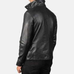 Columbus Black Leather Bomber Jacket