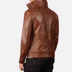 Columbus Brown Leather Bomber Jacket