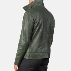 Columbus Green Leather Bomber Jacket