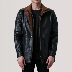 Connor Black Leather Coat