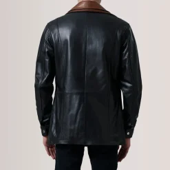 Connor Black Leather Coat