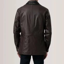 Connor Maroon Leather Coat