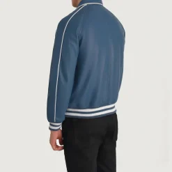 Cooper Blue Leather Varsity Jacket