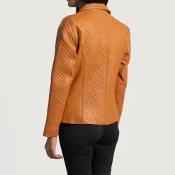 Cora Quilted Brown Leather Blazer