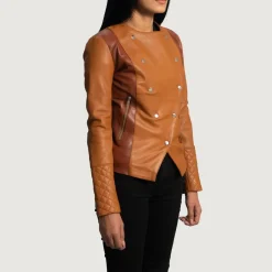 County Tan Overlap Leather Jacket