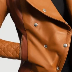 County Tan Overlap Leather Jacket