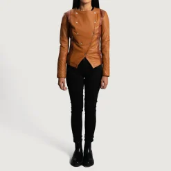 County Tan Overlap Leather Jacket