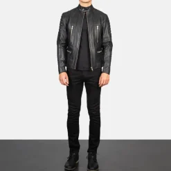 Damian Black Leather Biker Jacket