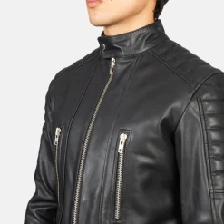 Damian Black Leather Biker Jacket