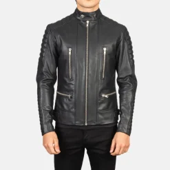 Damian Black Leather Biker Jacket