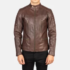 Damian Brown Leather Biker Jacket
