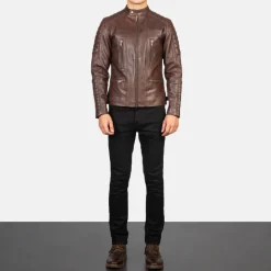 Damian Brown Leather Biker Jacket