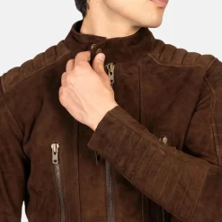 Damian Mocha Suede Biker Jacket