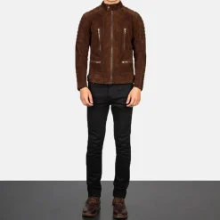 Damian Mocha Suede Biker Jacket
