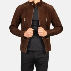 Damian Mocha Suede Biker Jacket