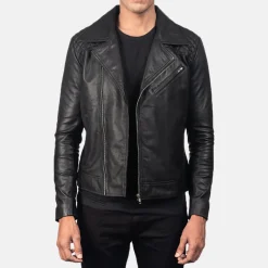 Danny Quilted Black Leather Biker Jacket