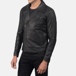 Danny Quilted Black Leather Biker Jacket