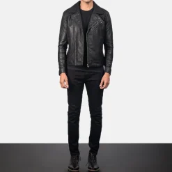Danny Quilted Black Leather Biker Jacket