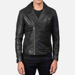 Danny Quilted Black Leather Biker Jacket