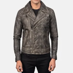 Danny Quilted Brown Leather Biker Jacket
