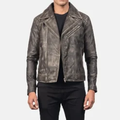 Danny Quilted Brown Leather Biker Jacket