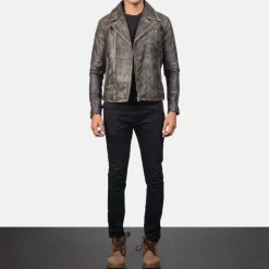 Danny Quilted Brown Leather Biker Jacket