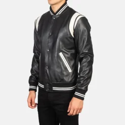 Dantee Black Leather Varsity Jacket