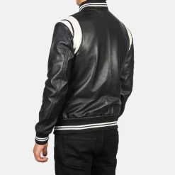 Dantee Black Leather Varsity Jacket
