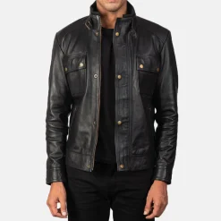 Darren Black Leather Biker Jacket