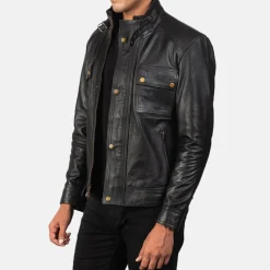 Darren Black Leather Biker Jacket