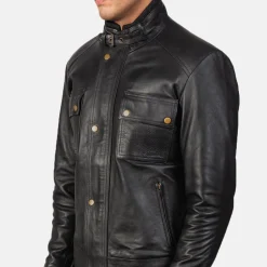 Darren Black Leather Biker Jacket