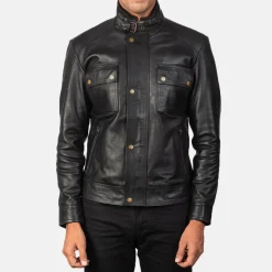 Darren Black Leather Biker Jacket