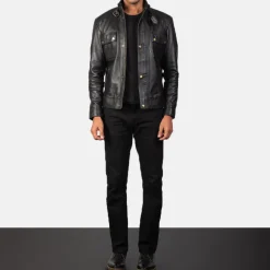 Darren Black Leather Biker Jacket