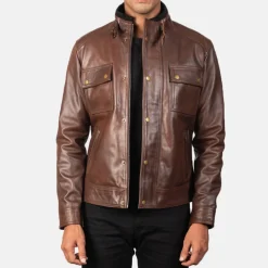 Darren Brown Leather Biker Jacket