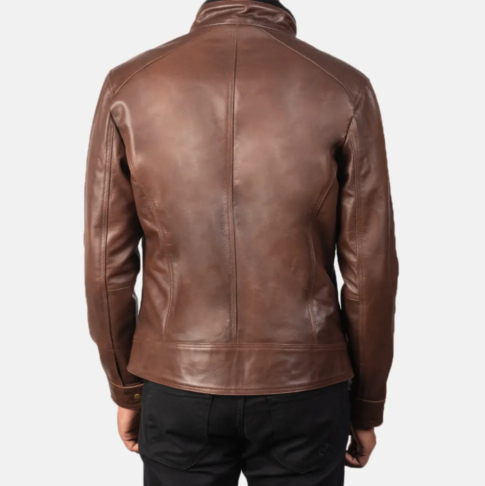 Darren Brown Leather Biker Jacket