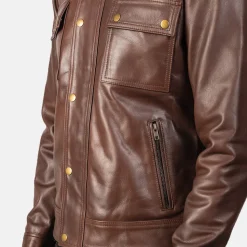 Darren Brown Leather Biker Jacket