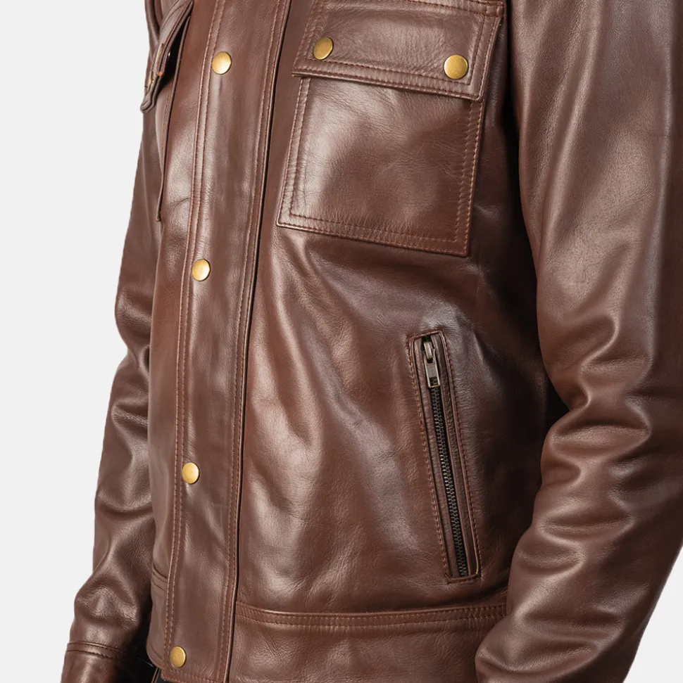 Darren Brown Leather Biker Jacket
