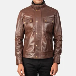 Darren Brown Leather Biker Jacket