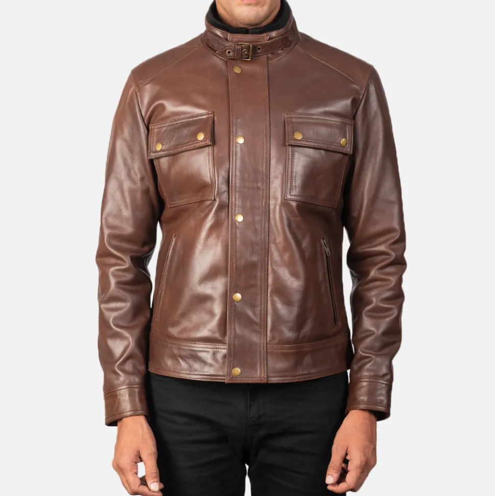 Darren Brown Leather Biker Jacket