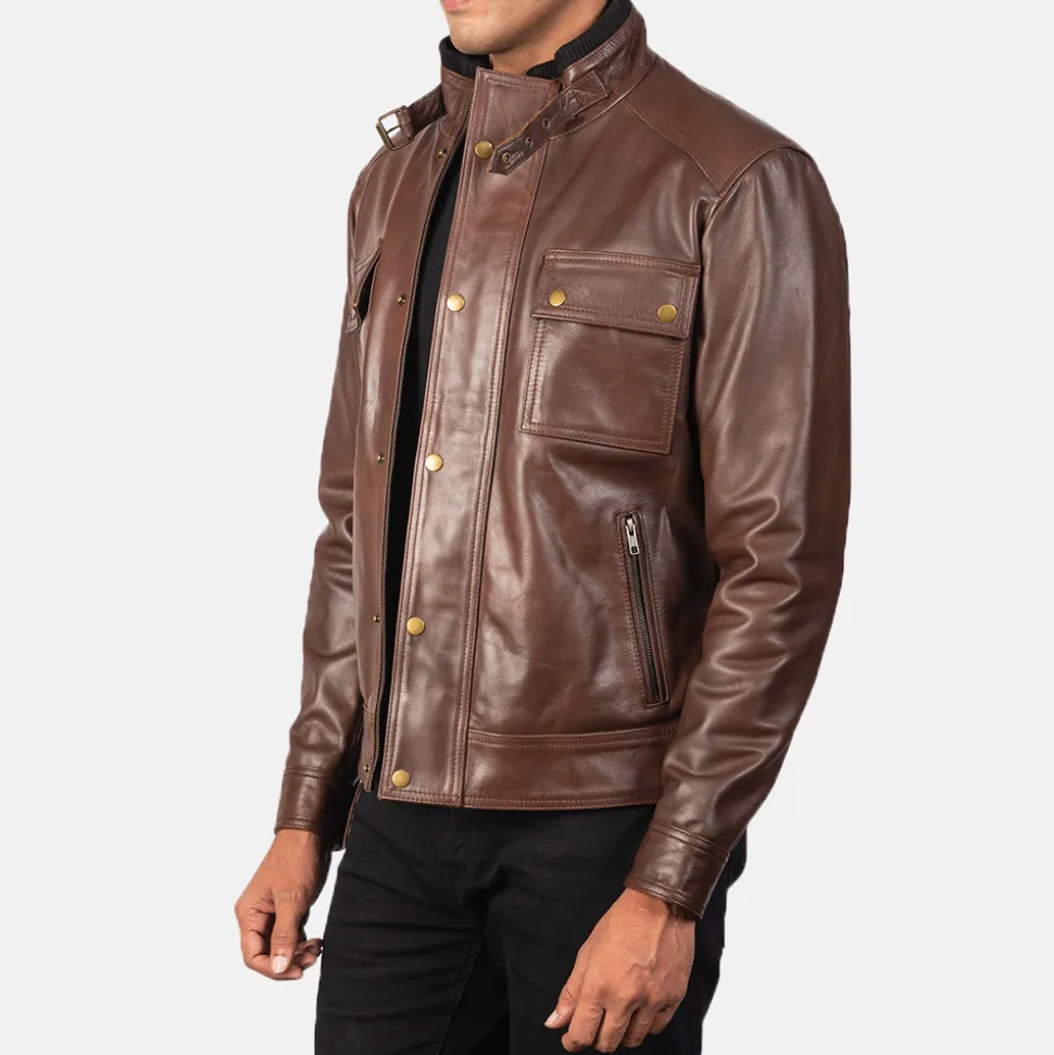Darren Brown Leather Biker Jacket